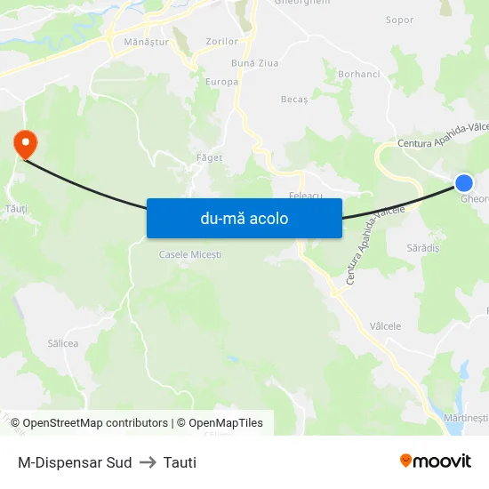 Harta de M-Dispensar Sud către Tauti