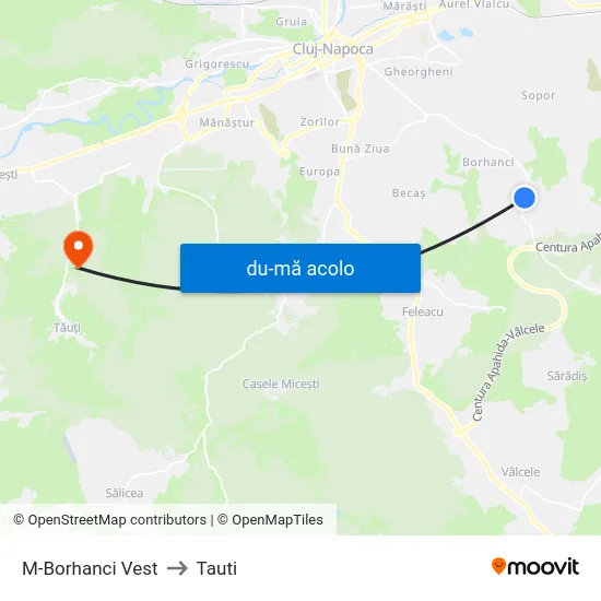 Harta de M-Borhanci Vest către Tauti