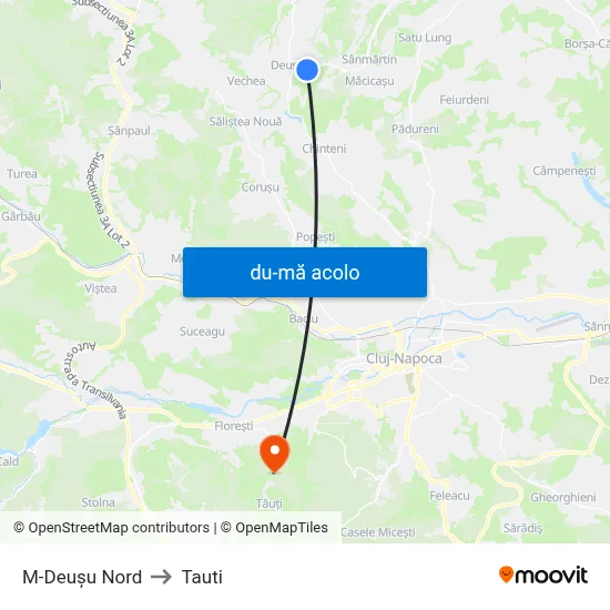 Harta de M-Deușu Nord către Tauti