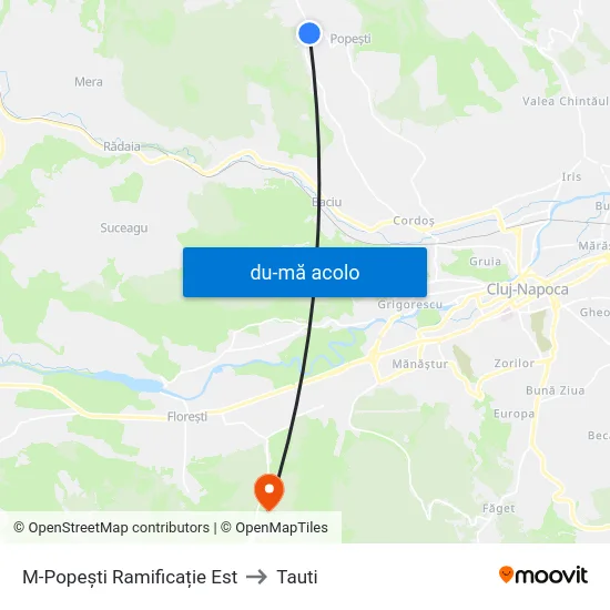 Harta de M-Popești Ramificație Est către Tauti