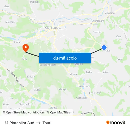 Harta de M-Platanilor Sud către Tauti