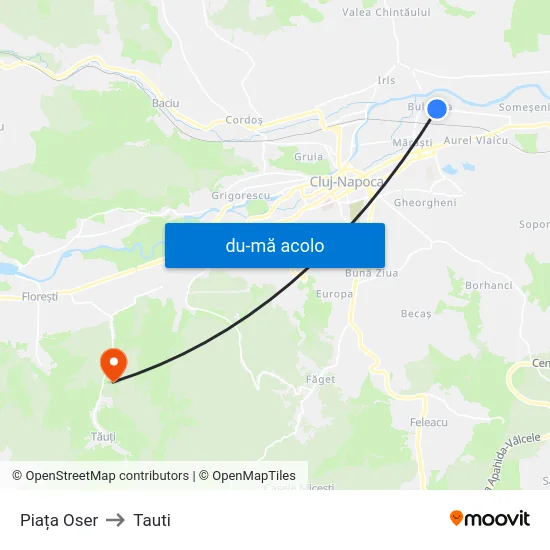 Harta de Piața Oser către Tauti