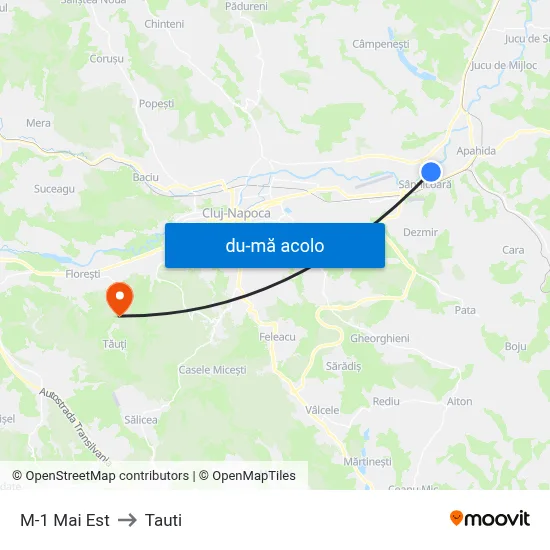 Harta de M-1 Mai Est către Tauti