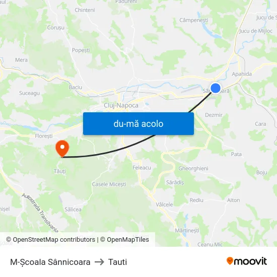 Harta de M-Școala Sânnicoara către Tauti