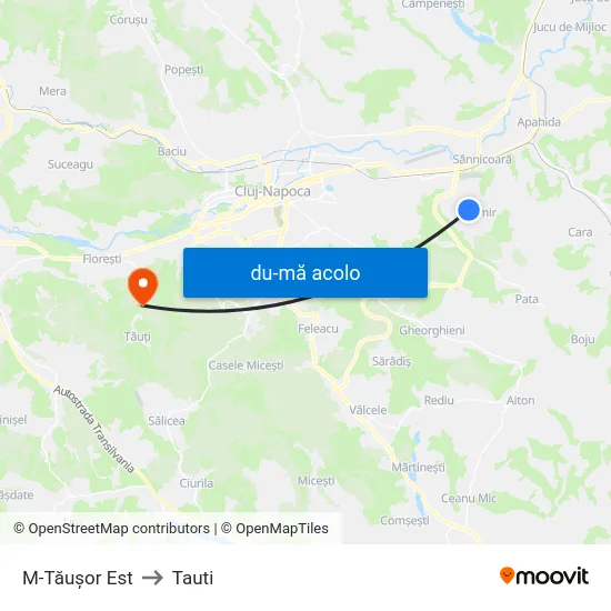 Harta de M-Tăușor Est către Tauti