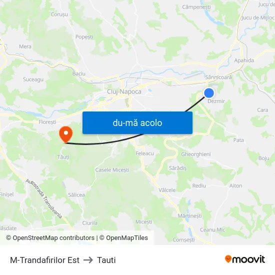 Harta de M-Trandafirilor Est către Tauti