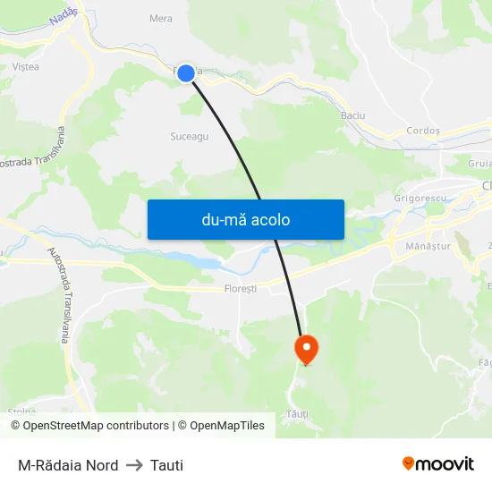 Harta de M-Rădaia Nord către Tauti