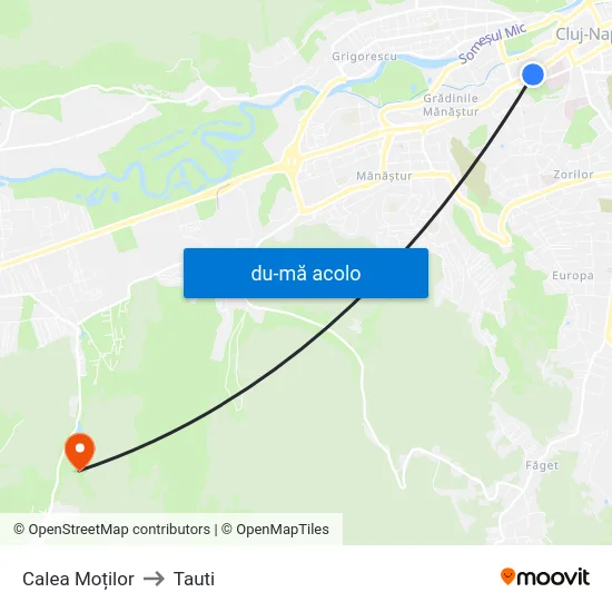 Harta de Calea Moților către Tauti