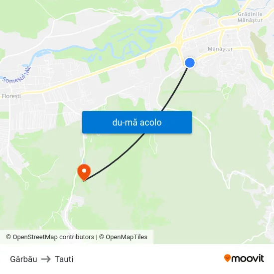 Harta de Gârbău către Tauti