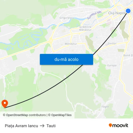 Harta de Piața Avram Iancu către Tauti