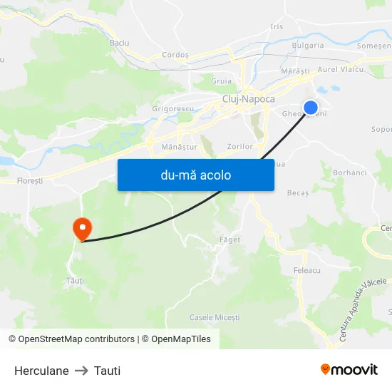 Harta de Herculane către Tauti