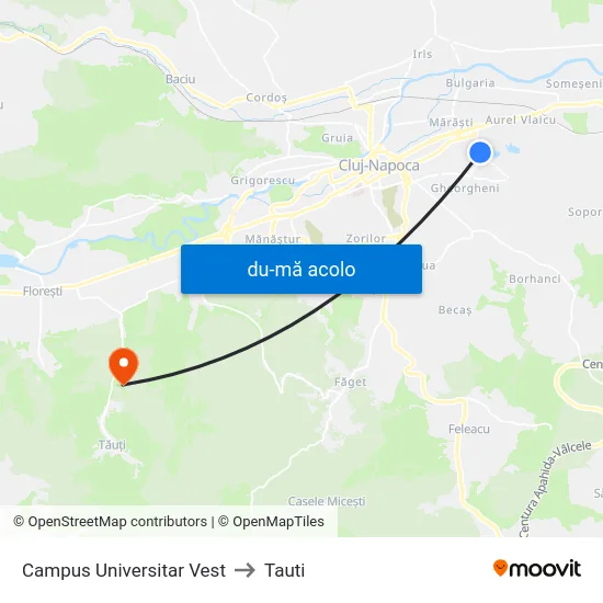 Harta de Campus Universitar Vest către Tauti