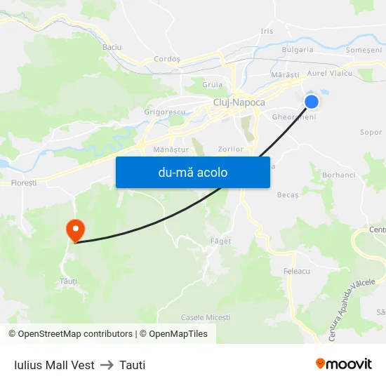 Harta de Iulius Mall Vest către Tauti