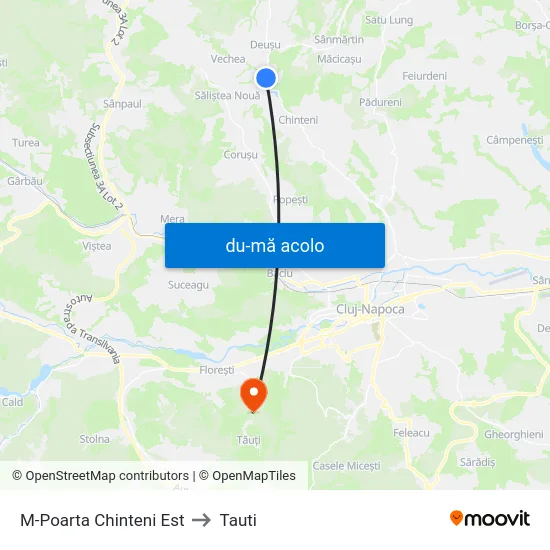 Harta de M-Poarta Chinteni Est către Tauti