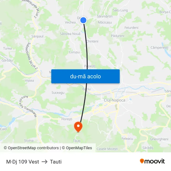 Harta de M-Dj 109 Vest către Tauti