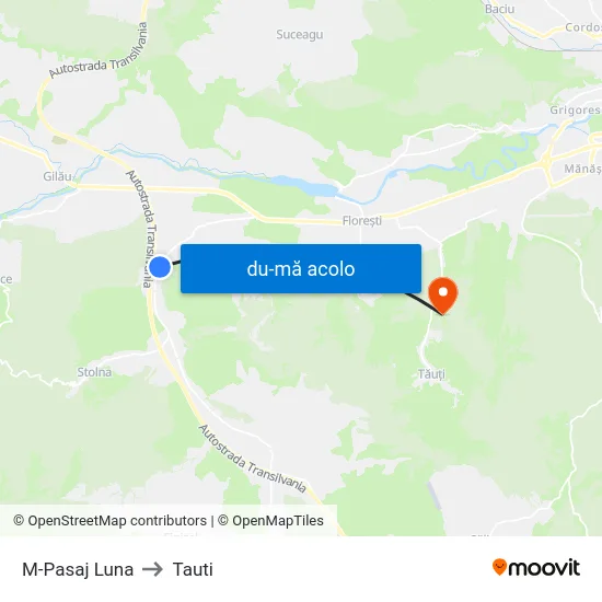 Harta de M-Pasaj Luna către Tauti