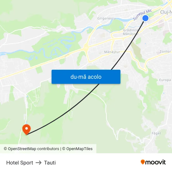 Harta de Hotel Sport către Tauti