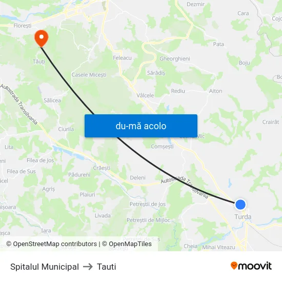 Harta de Spitalul Municipal către Tauti