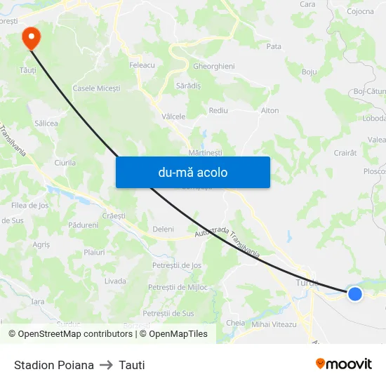 Harta de Stadion Poiana către Tauti