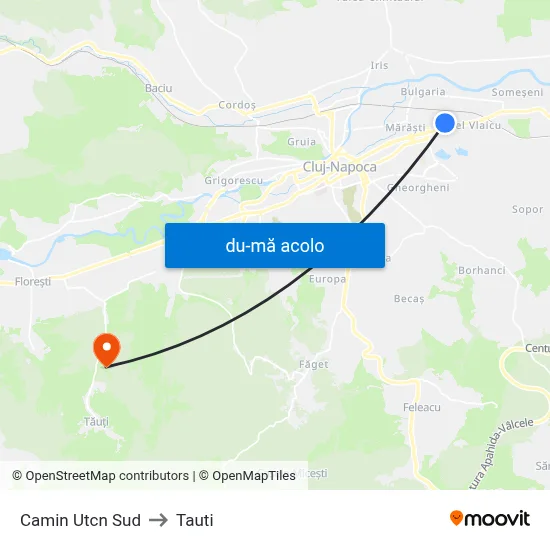 Harta de Camin Utcn Sud către Tauti