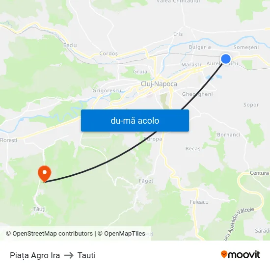 Harta de Piața Agro Ira către Tauti