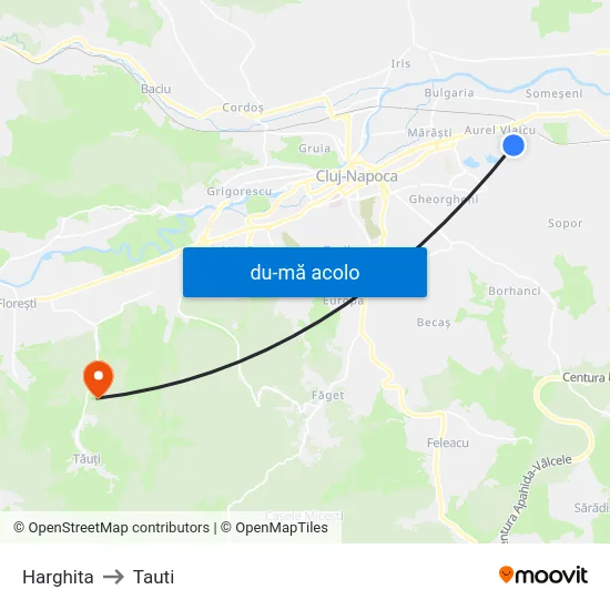 Harta de Harghita către Tauti