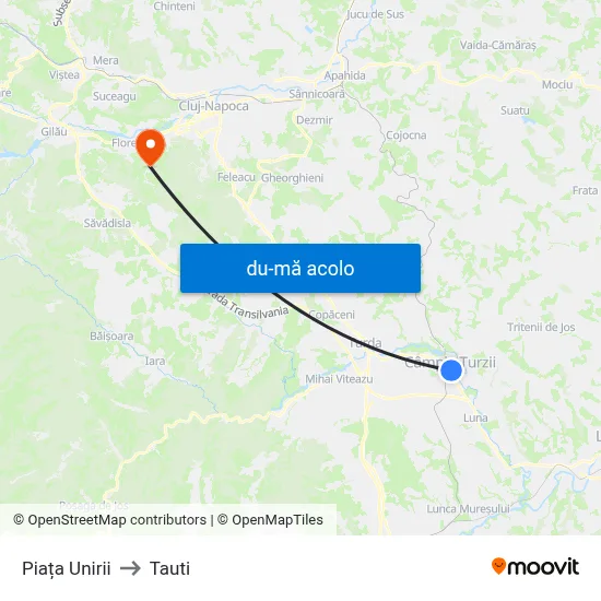 Harta de Piața Unirii către Tauti