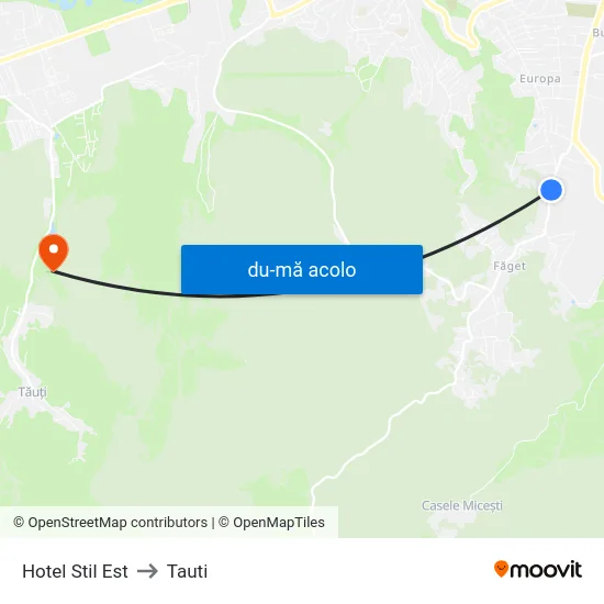 Harta de Hotel Stil Est către Tauti