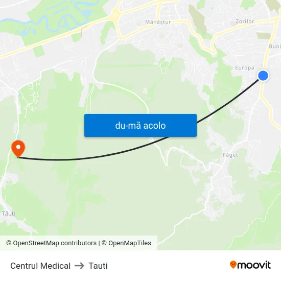 Harta de Centrul Medical către Tauti