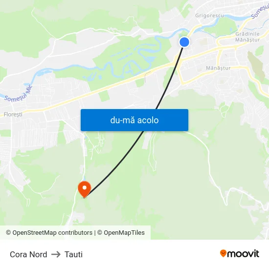 Harta de Cora Nord către Tauti