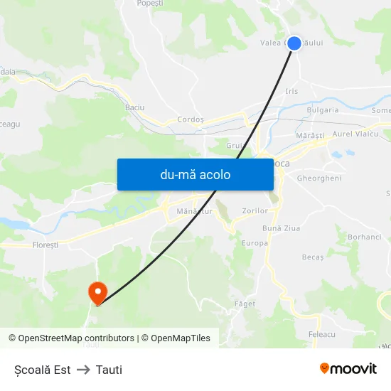 Harta de Școală Est către Tauti