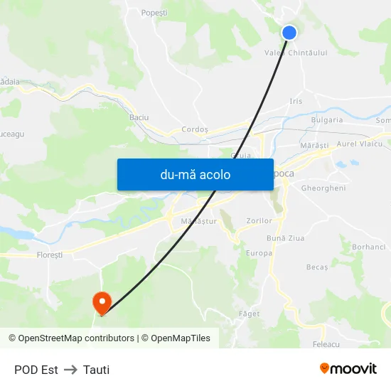 Harta de POD Est către Tauti