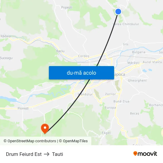Harta de Drum Feiurd Est către Tauti
