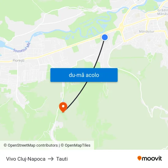 Harta de Vivo Cluj-Napoca către Tauti