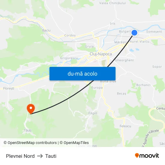 Harta de Plevnei Nord către Tauti