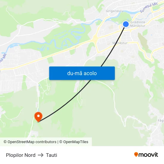Harta de Plopilor Nord către Tauti