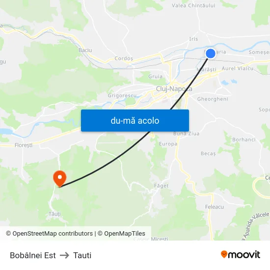 Harta de Bobâlnei Est către Tauti