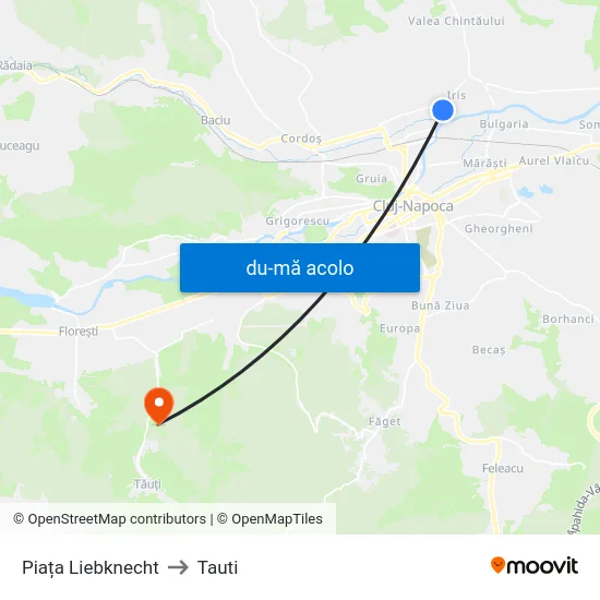 Harta de Piața Liebknecht către Tauti