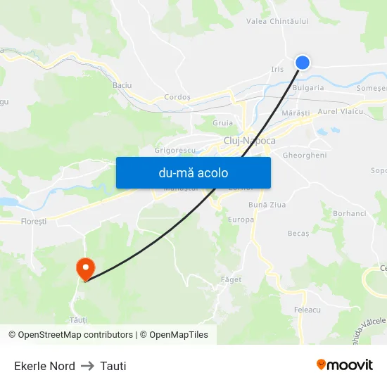 Harta de Ekerle Nord către Tauti