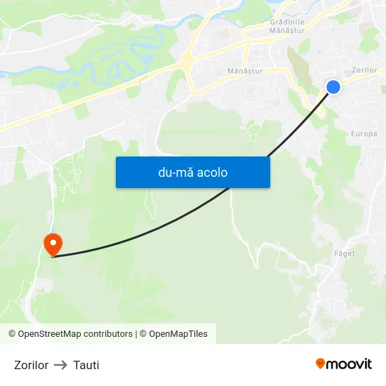 Harta de Zorilor către Tauti