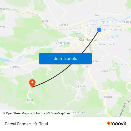 Harta de Parcul Farmec către Tauti