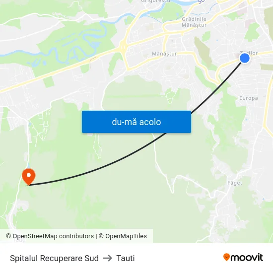 Harta de Spitalul Recuperare Sud către Tauti