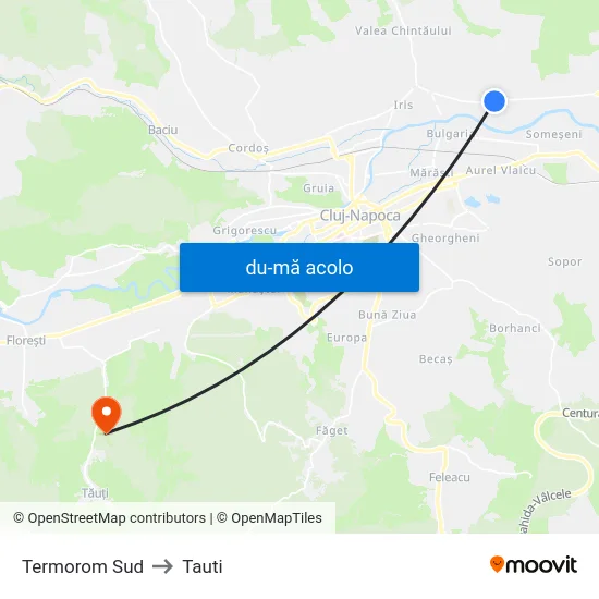 Harta de Termorom Sud către Tauti
