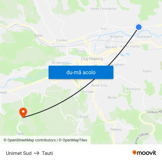 Harta de Unimet Sud către Tauti