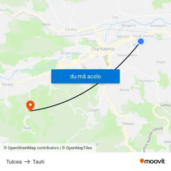 Harta de Tulcea către Tauti