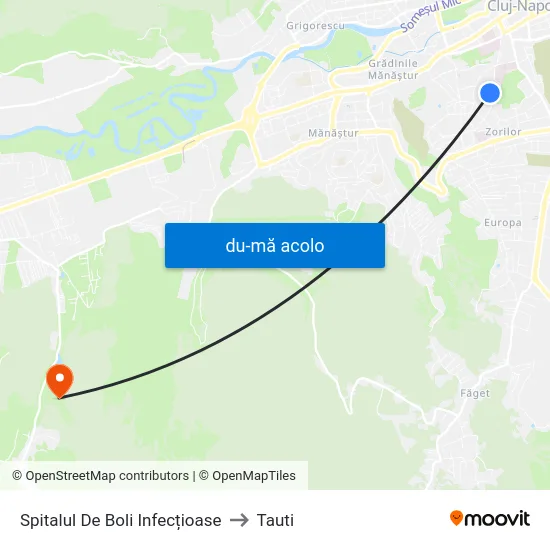 Harta de Spitalul De Boli Infecțioase către Tauti