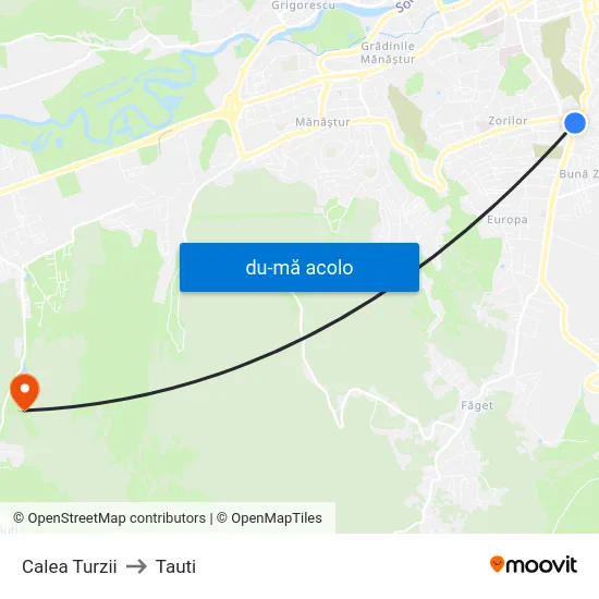 Harta de Calea Turzii către Tauti
