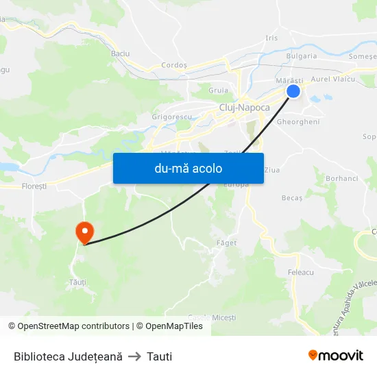 Harta de Biblioteca Județeană către Tauti