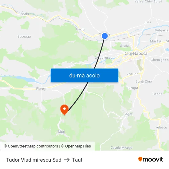 Harta de Tudor Vladimirescu Sud către Tauti