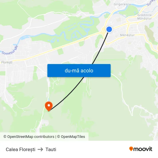 Harta de Calea Florești către Tauti